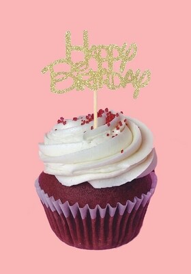Cupcake Topper - Happy Birthday (Gold)