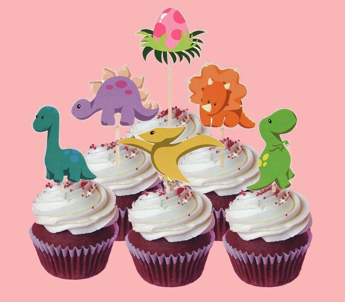 Cupcake Toppers - Set of 6 - Dinosaur