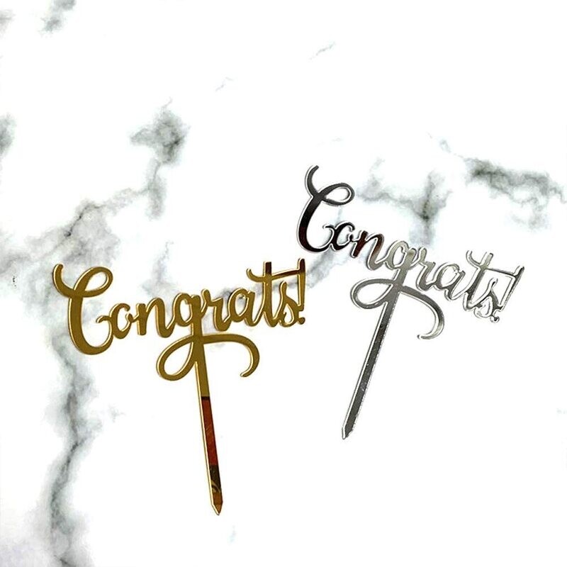 Cake Topper - Congrats (Gold &amp; Silver)