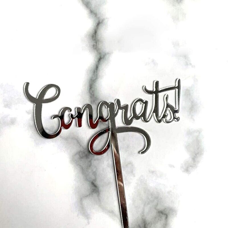 Cake Topper - Congrats (Gold &amp; Silver)