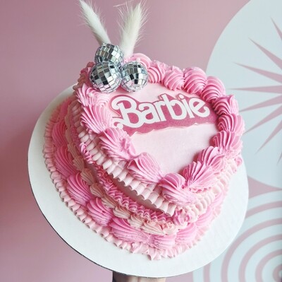 Barbie Disco Heart Shaped Cake