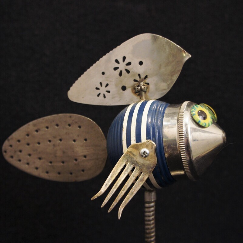 Kiss O the Sun - found object robot fish with a conscience
