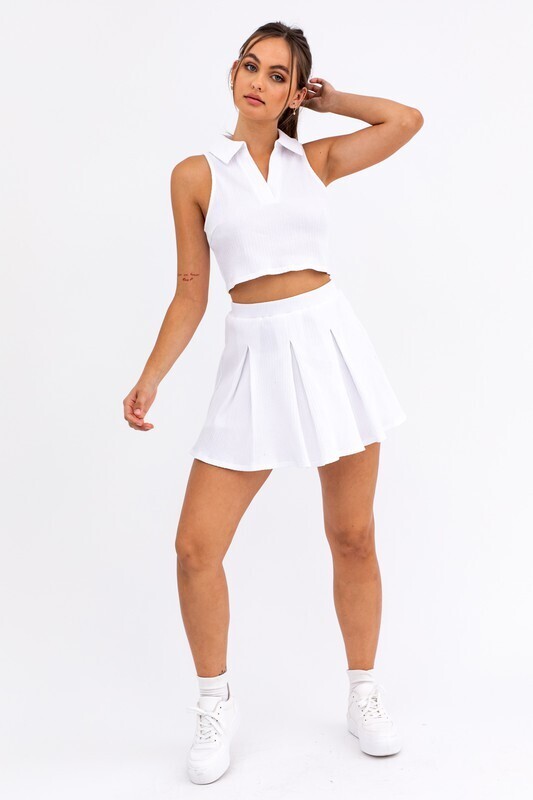 White Pleated Tennis Skirt