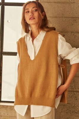 Camel Open Side Sweater Vest