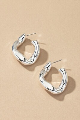 Silver Bent Hoop Earrings