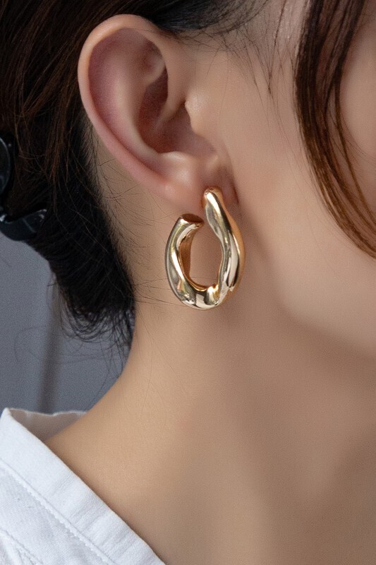 Gold Bent Hoop Earrings