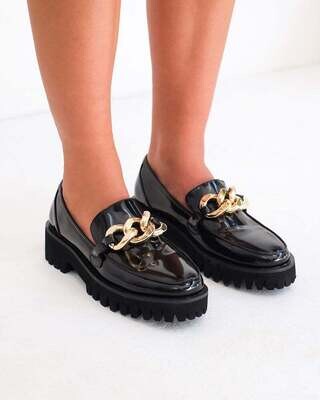 Black Loafer W/ Gold Chain