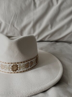Ivory Jacquard Trim Hat