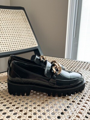 Black Loafer W/ Gold Chain