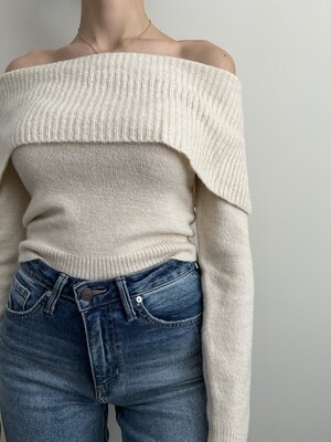 Cream Off-Shoulder Sweater