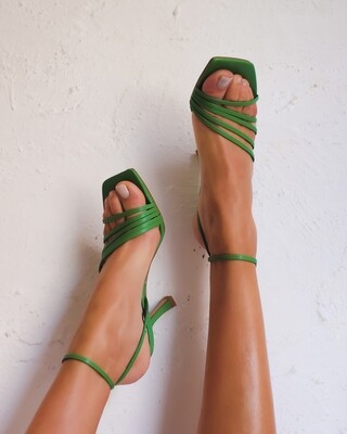 Green Strappy Kitten Heels