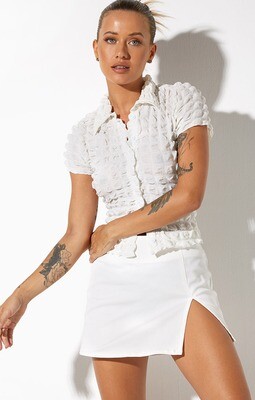 White Bubble Collared Shirt