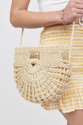 Cream Crochet Half Moon Bag