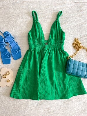 Green Deep V Mini Dress