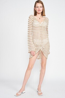 White-Brown Crochet Dress