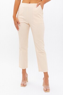 Cream High-Rise Cropped Pants