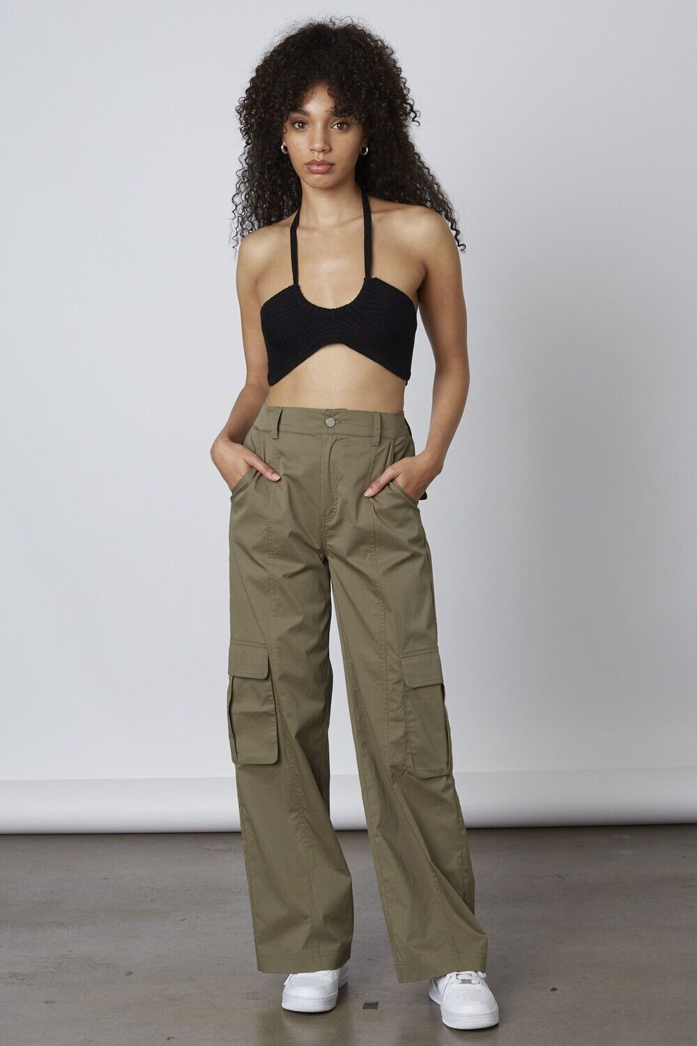 Olive High-Rise Cargo Pants