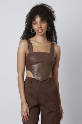 Chocolate Faux Leather Corset Top