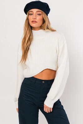 Ivory Asymmetrical Turtleneck Sweater