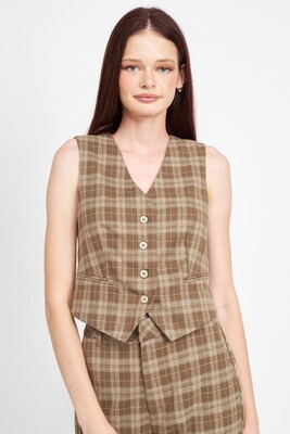 Brown Checkered Vest