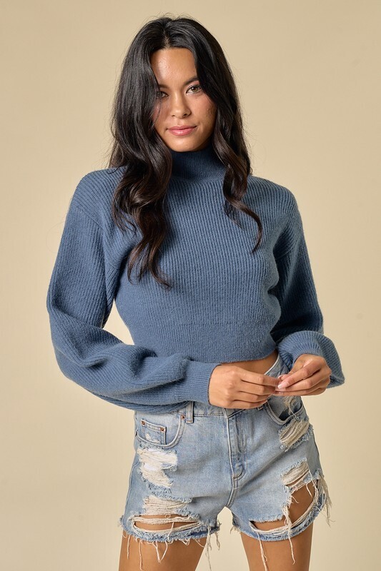 Dusty Blue Cropped Sweater