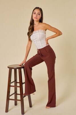 Brown Low-Rise Flare Pants