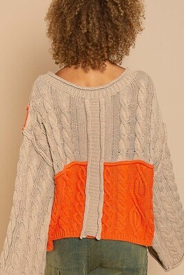 Beige-Orange Bell Slv Sweater