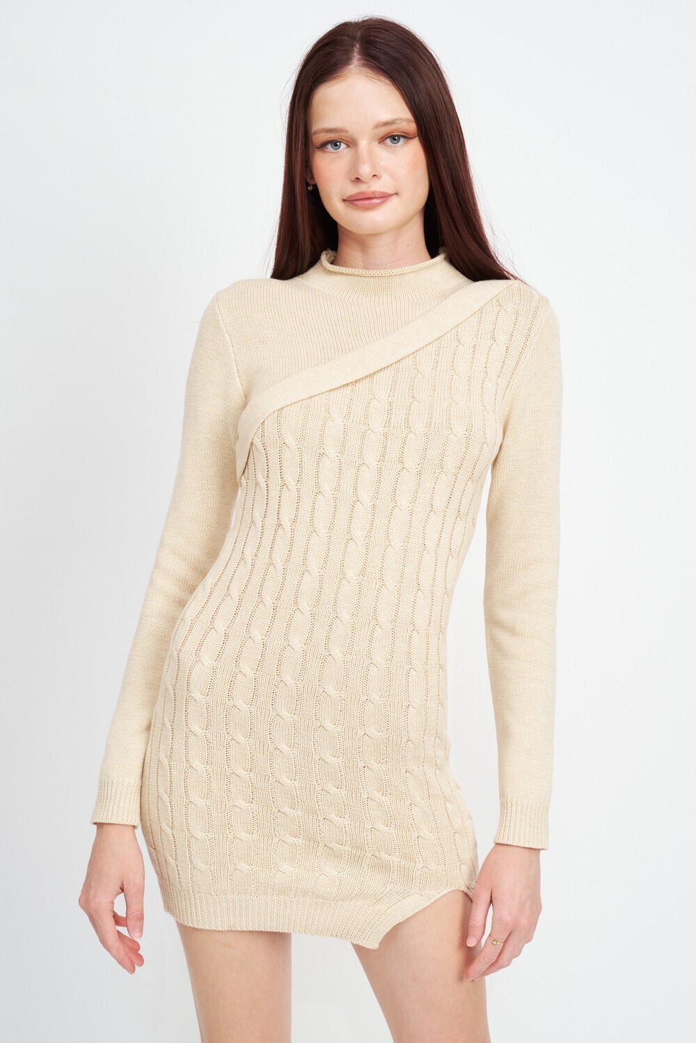 Natural Cable Knit Sweater Dress
