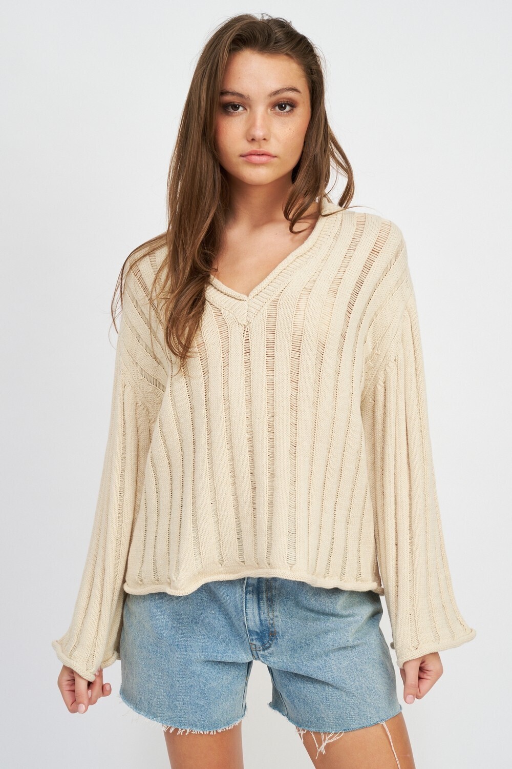 Ivory Wide Ribbed Sweater