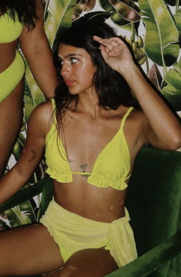 Lime Ruffle Bikini Top