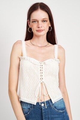 White Lace-Up Corset Top