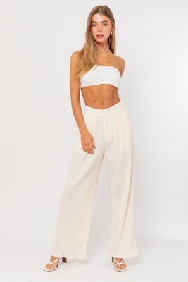 White Pleated Wide Trousers