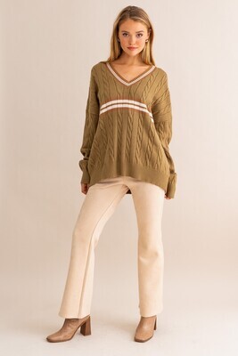 Olive Oversized Cable Sweater