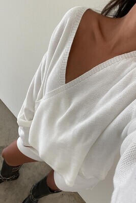 White Knit Wrap Sweater