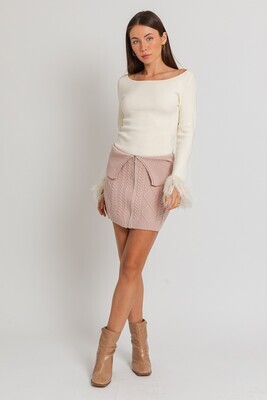 Blush Cable Sweater Skirt