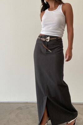 Grey Pinstripe Maxi Skirt