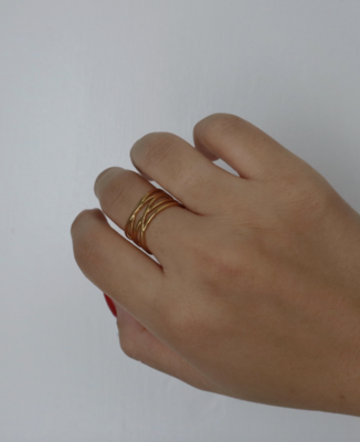 Gold Crossover Adjustable Ring