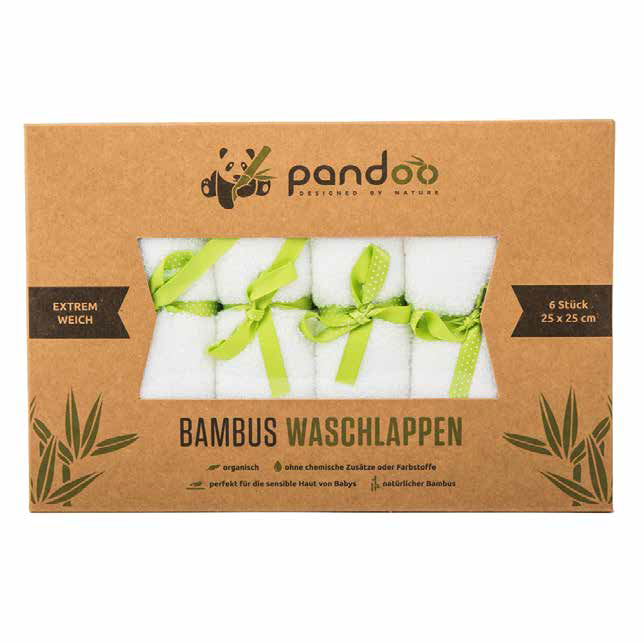 Pandoo Bambus Waschlappen, 6 Stück
