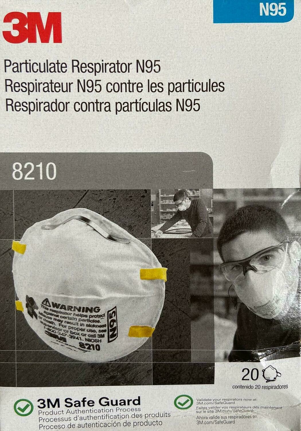 Box of N95 3M 8210 Face Mask (20 Pieces)