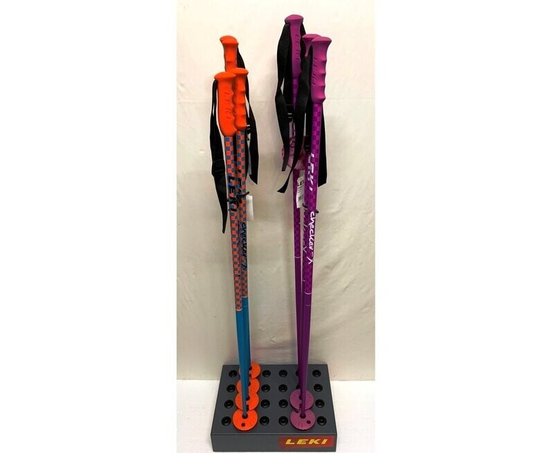 Leki "CHECKER X"  115 cm Farbkombinationen: lila/ weiß  und blau/ orange