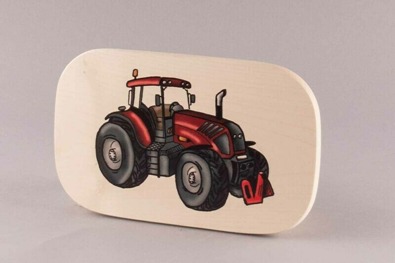 Brotzeitbrett &quot;roter Traktor&quot; groß, farbig
