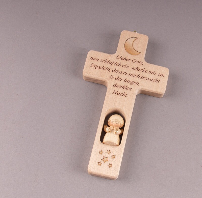 Kinderkreuz &quot;Lieber Gott, nun schlaf ich ein, schicke mir ein Engelein, dass es mich bewacht, in der langen, dunklen Nacht.&quot;
