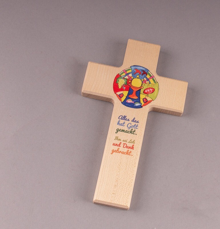 Kinderkreuz &quot;Alles das hat Gott gemacht. Ihm sei Lob und Dank gebracht.&quot;