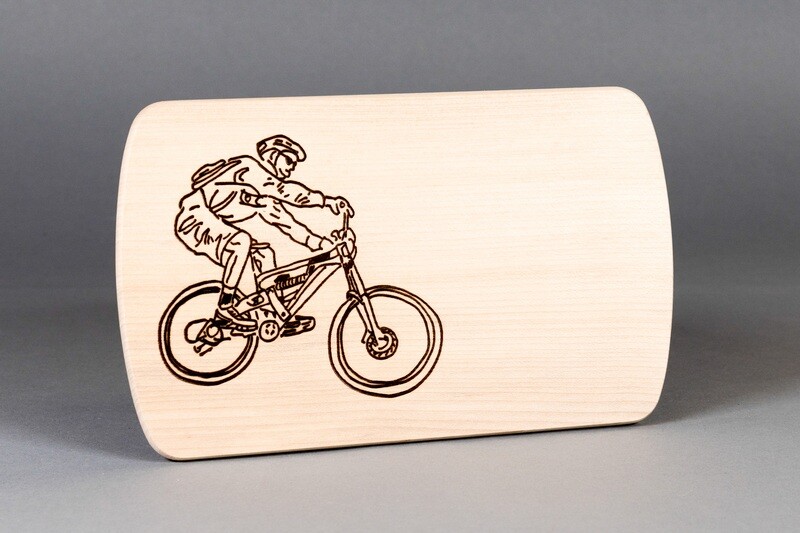 Brotzeitbrett &quot;Mountainbiker&quot; klein, natur