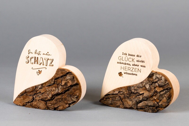 Rindenherz mittel mit Gravur