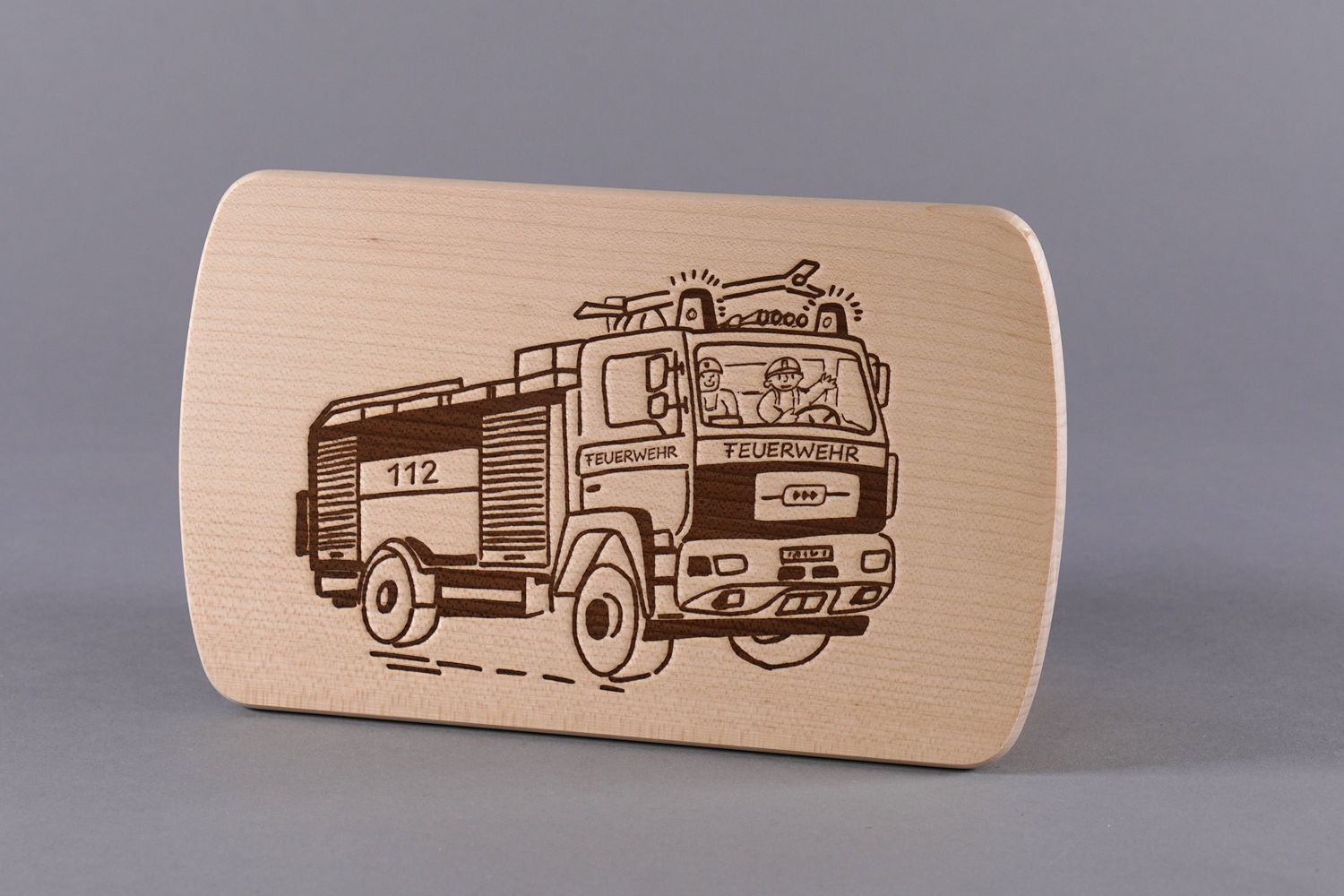 Brotzeitbrett &quot;Feuerwehrauto&quot; klein, natur