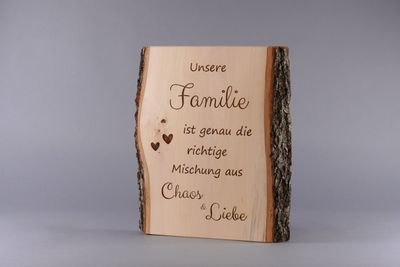 Unikat Wandbild &quot;Unsere Familie ist genau die richtige Mischung aus Chaos &amp; Liebe&quot;