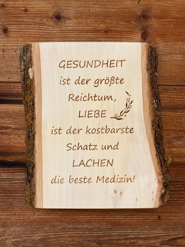 Unikat Wandbild &quot;Gesundheit ist der größte Reichtum, Liebe ist der kostbarste Schatz und Lachen die beste Medizin&quot;