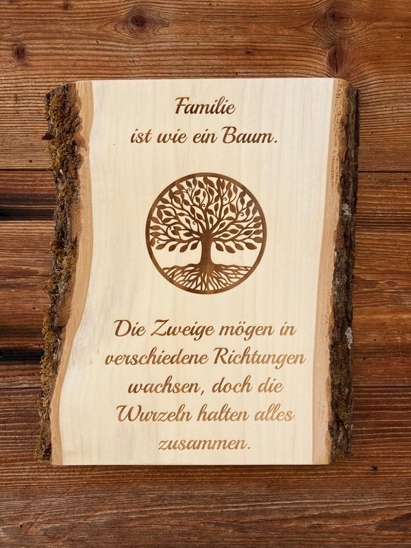 Unikat Wandbild &quot;Familie ist wie ein Baum. die Zweige mögen in verschiedene Richtungen wachsen, doch die Wurzeln halten alles zusammen&quot;