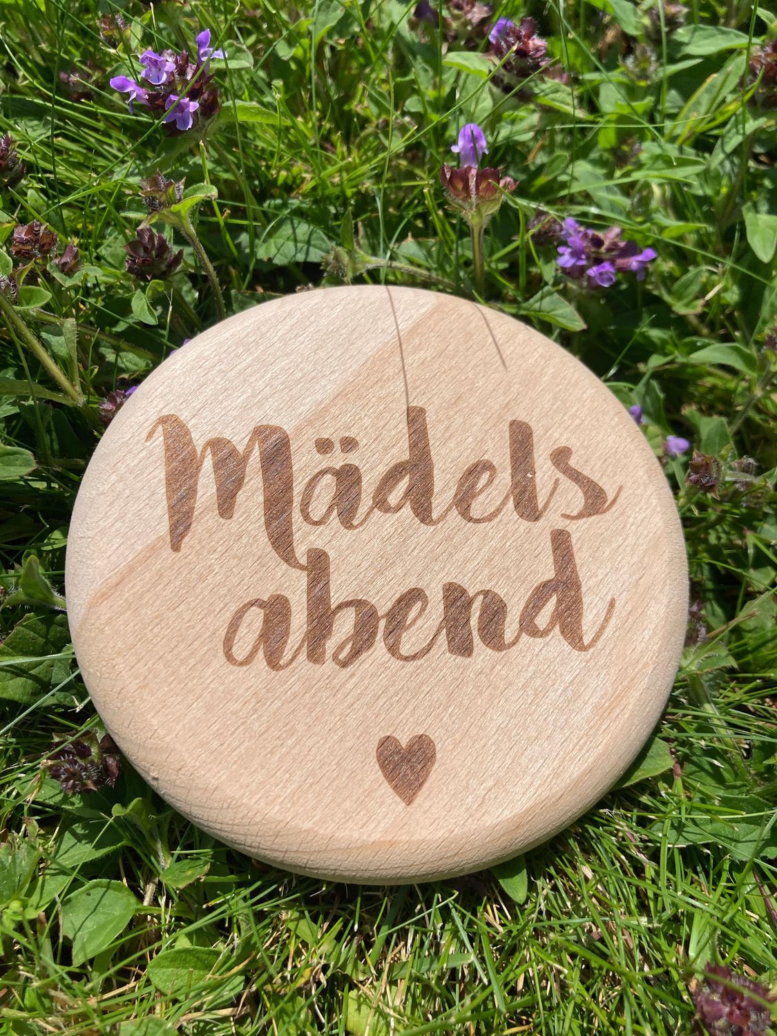 Glasdeckel mit Spruch, Spruch: Mädelsabend